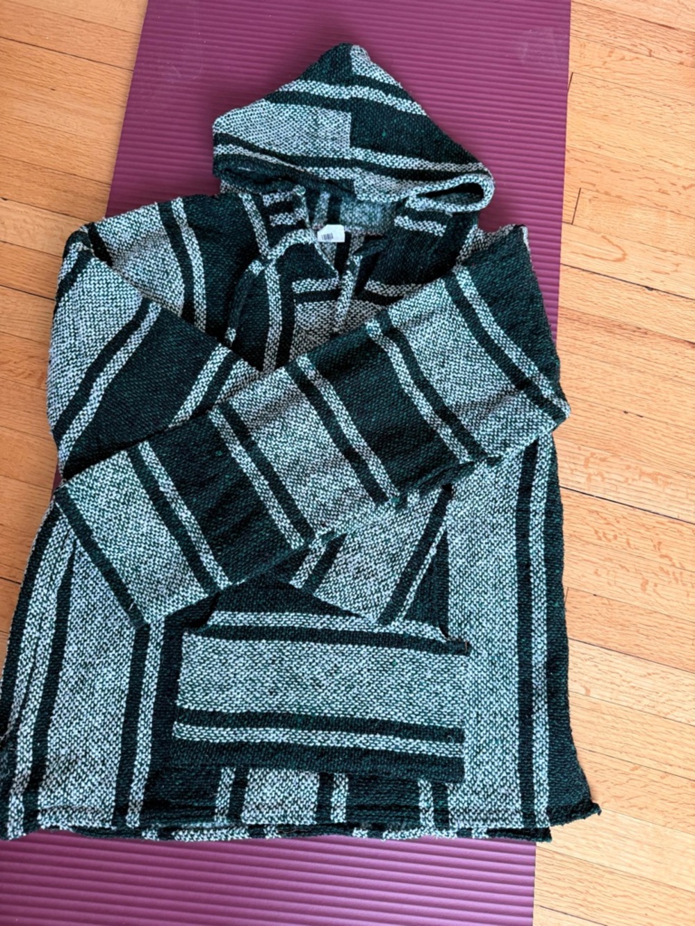 Striped Baja Hoodie - Black & Light Teal